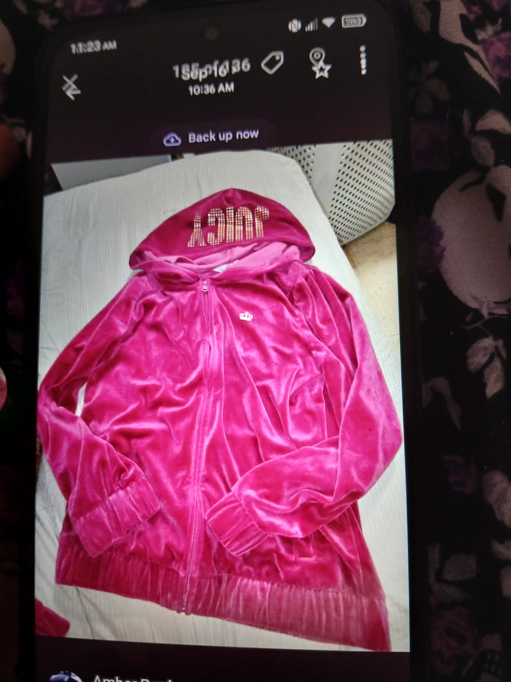 Juicy Couture Girls Hot Pink Velour Zip Hoodie with Rhinestone Logo